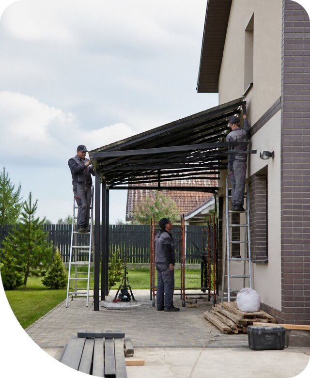 Пристроенный навес в Павловском Посаде под ключ для дома и участка